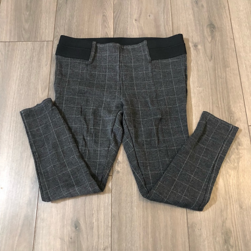 Ann Taylor Factory Grey Plaid Ponte Leggings